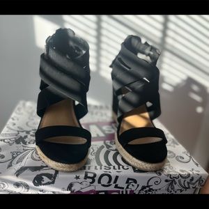Black wedge heels size 5 Brash Brand